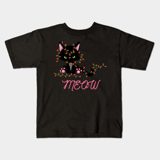 Meow christmas Kids T-Shirt by tempura